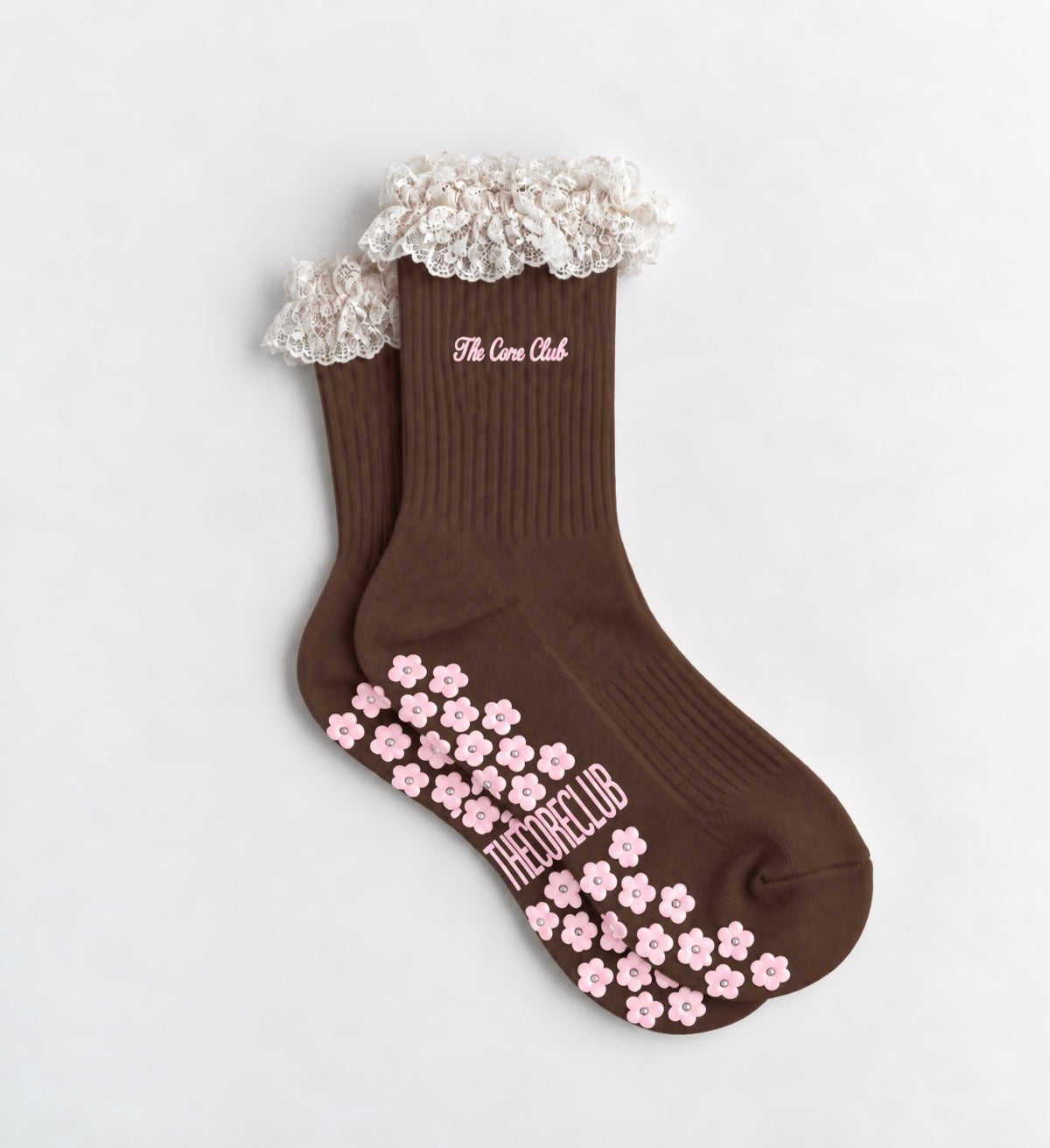 TCC Lace Trim Floral Grip Sock