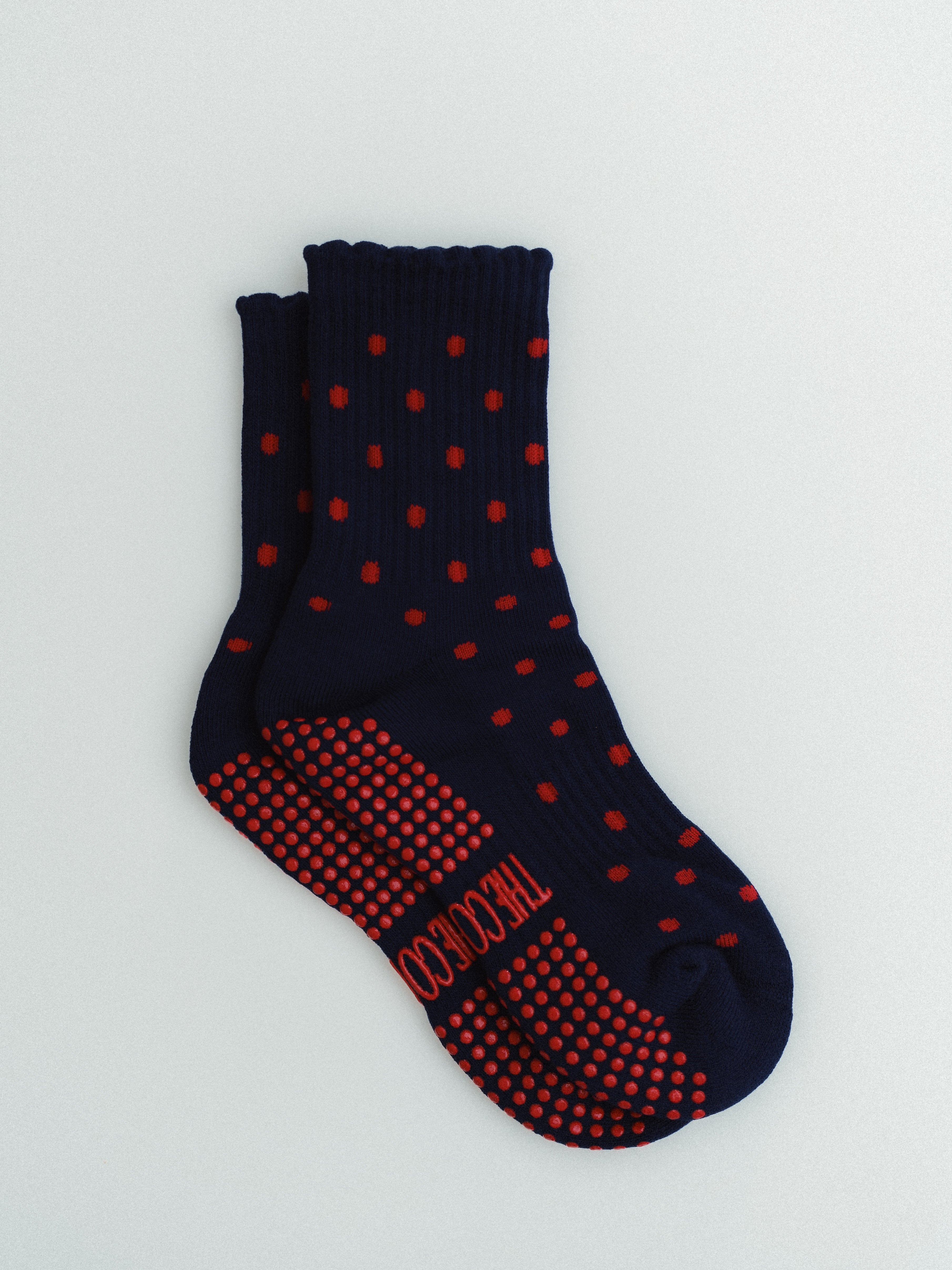 TCC Navy & Red Polka Dot Grip Sock