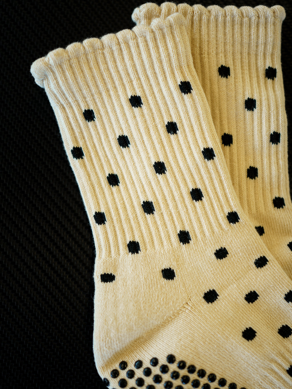 TCC Cream & Black Polka Dot Grip Sock