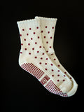 TCC Cream & Burgundy Polka Dot Grip Sock