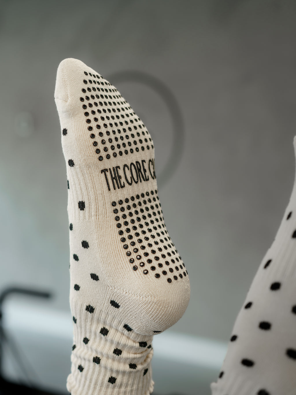 TCC Cream & Black Polka Dot Grip Sock