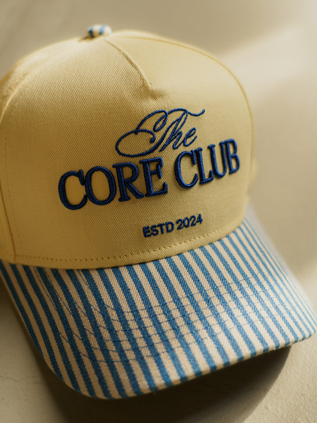 TCC Blue & Yellow Stripe Baseball Hat | Pilates Outfit Accessory