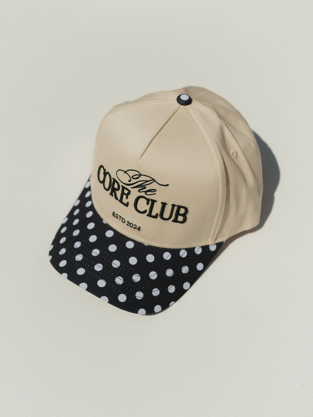 TCC Black & White Polka Dot Print Baseball Hat | Pilates Outfit Accessory