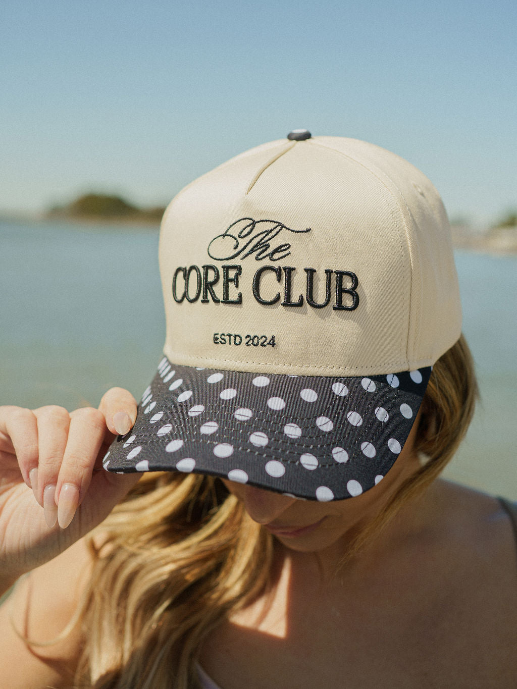 TCC Black & White Polka Dot Print Baseball Hat | Pilates Outfit Accessory