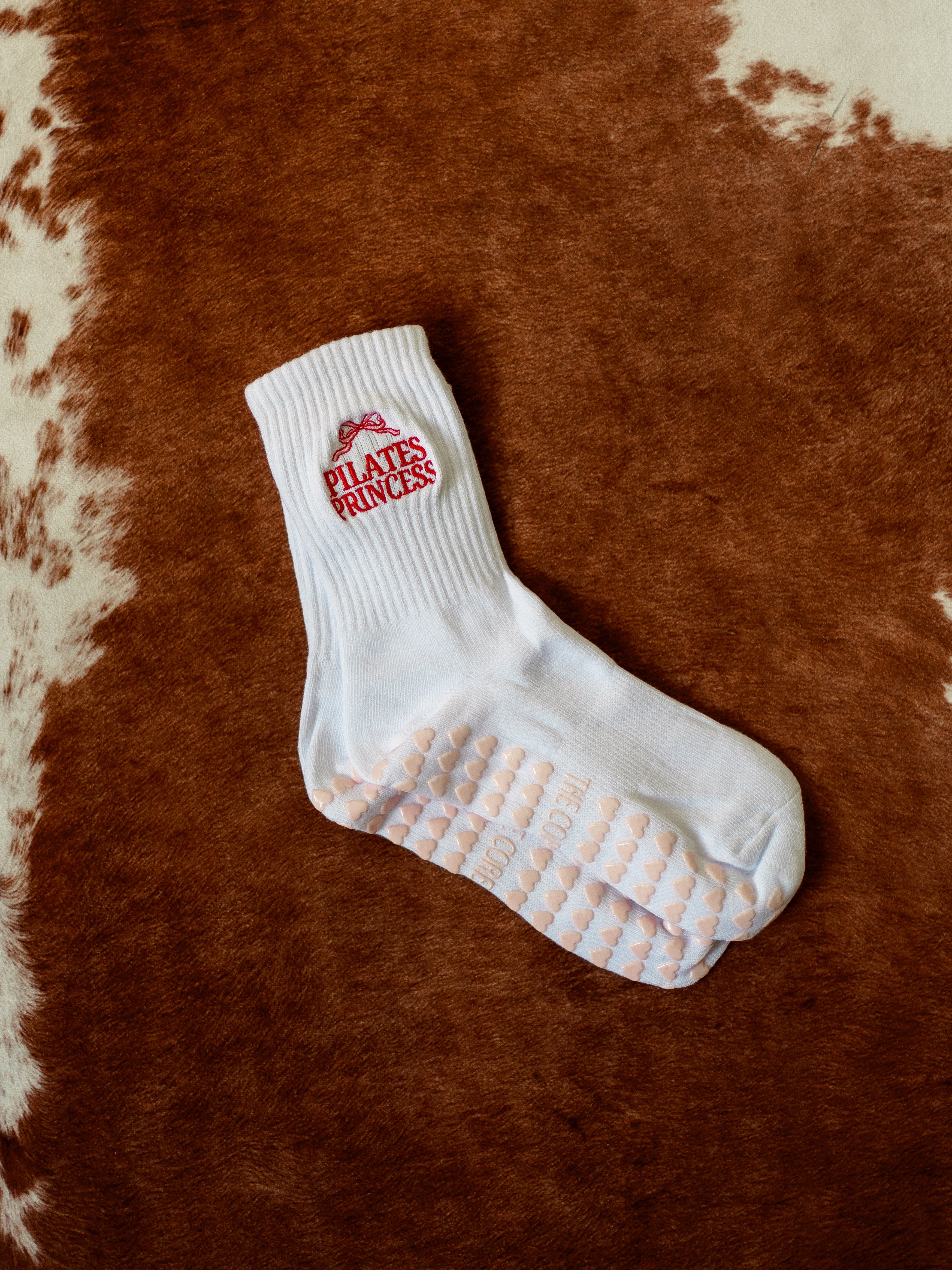 TCC core club Pilates Princess Pink Bow Grippy socks for yoga and barre and pilates